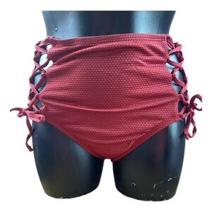 Shade & Shore Women’s Swim Bottom- Medium- Burgandy